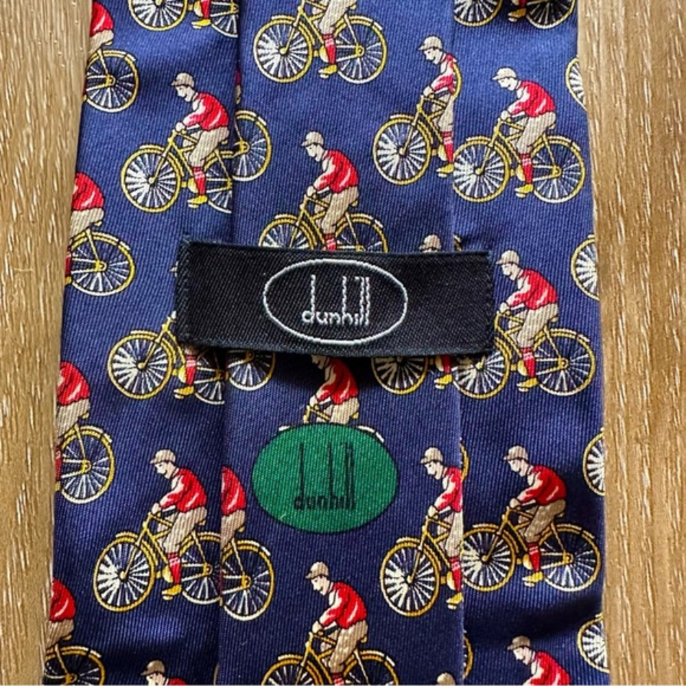 DUNHILL Silk Tie with Bicycle Motif